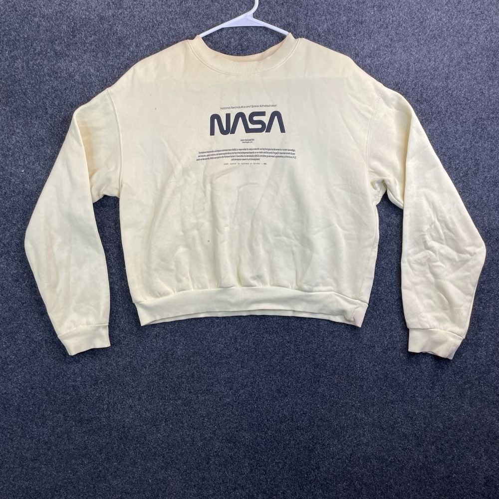 H&M NASA Headquarters Graphic Sweatshirt Women's Medium Cream Yellow